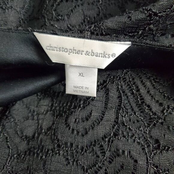 Christopher & Banks Women’s Black Lace Lined Blouse Top XL - Picture 6 of 8